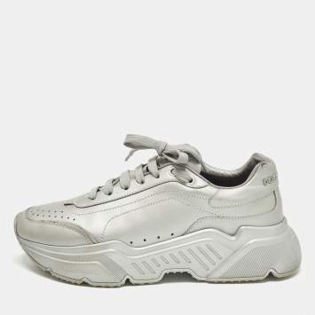 Pre Owned Dolce & Gabbana Daymaster Size 41 Grey Leather Lace Up Sneakers