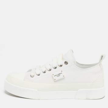 Pre Owned Dolce & Gabbana Size 36 White Canvas Athletic  Lace Up Sneakers