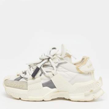 مملوكة مسبقًا Dolce & Gabbana Space Size 37 Tricolor Leather and Nylon Lace Up Sneakers