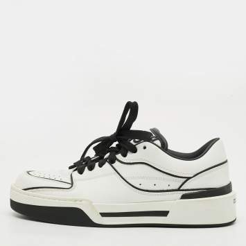 Pre Owned حذاء رياضي دولتشي آند غابانا نيو روما جلد أبيض برباط مقاس 36.5