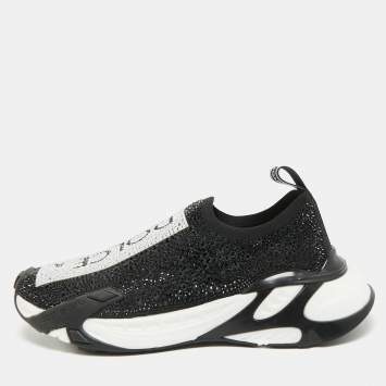 Pre Owned حذاء رياضي دولتشي أند غابانا سورينتو نسيج محاك باللون الأسود ومزين بالكريستال مقاس 39