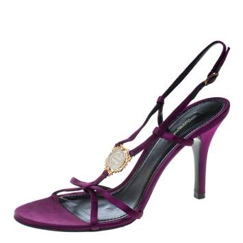 مملوكة مسبقًا Dolce & Gabbana Purple Satin Sandals Size 40