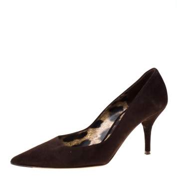 Pre Owned Dolce & Gabbana Dark Brown Suede Pointed Toe Pumps Size 39.5