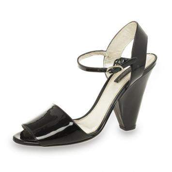 Pre Owned Dolce & Gabbana Black Patent Open Toe Sandals Size 38.5