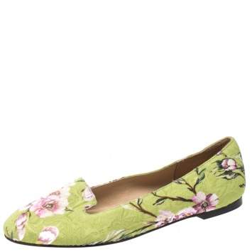 Pre Owned Dolce & Gabbana Multicolor Floral Print Brocade Flat Smoking Slippers Size 38