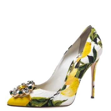 Pre Owned Dolce & Gabbana Multicolor Lemon Print Belluci Pointed Toe Pumps Size 37