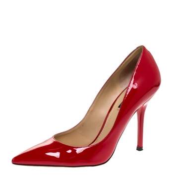 Pre Owned Dolce & Gabbana Red Patent Leather Pointed Toe Pumps Size 38