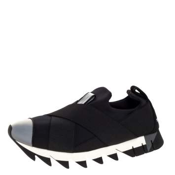 Pre Owned Dolce & Gabbana Black Neoprene and Elastic Band Ibiza Sneakers Size 39