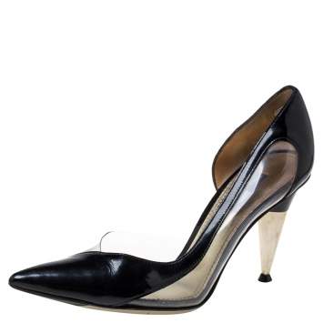Pre Owned Dolce & Gabbana Black Patent Leather And PVC Pointed Toe Pumps Size 37