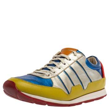 Pre Owned Dolce & Gabbana Multicolor Leather Parkour Low Top Sneakers Size 39