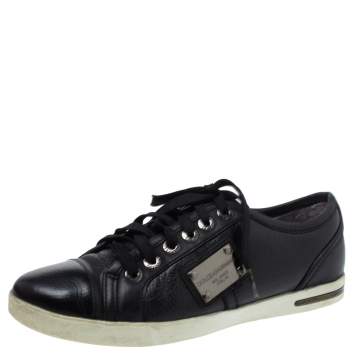 Dolce & Gabbana Black Leather Lace Low Top Sneakers Size 37