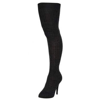 Pre Owned Dolce & Gabbana Grey/Black Fabric and Snake Effect Sock Knee Boots Size 41