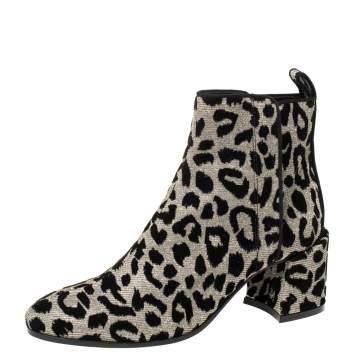 Pre Owned Dolce & Gabbana Black/Gold Lurex and Velvet Vally Ankle Boots Size 37
