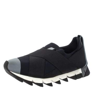 Pre Owned Dolce & Gabbana Blue Neoprene and Elastic Band Ibiza Sneakers Size 39