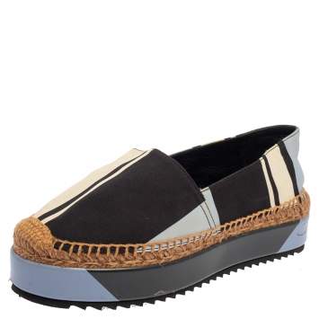 Pre Owned Dolce & Gabbana Multicolor Canvas Platform Espadrilles Size 36 