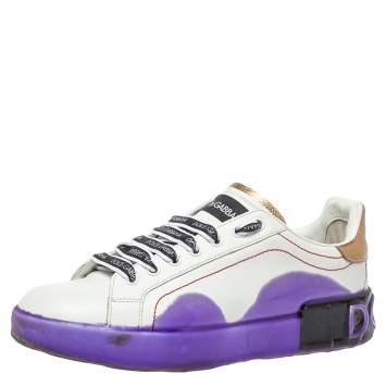 Pre Owned Dolce & Gabbana White Leather Portofino Melt Sneakers Size 39