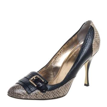 Pre Owned Dolce & Gabbana Gray/Black Python And Leather  Pumps Size 39