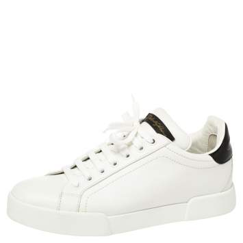 Pre Owned Dolce & Gabbana White Leather Portofino Low Top Sneakers Size 38