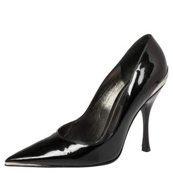 Pre Owned Dolce & Gabbana Black Patent Leather Pointed Toe Slip On Pumps Size 36
