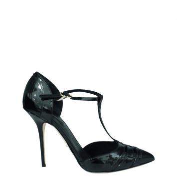 Pre Owned Dolce & Gabbana Black Patent Leather T-Bar Pumps Size EU 40