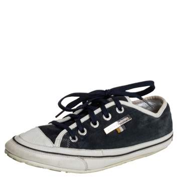 Pre Owned Dolce & Gabbana Blue/White Suede And Leather Low Top Sneakers Size 39