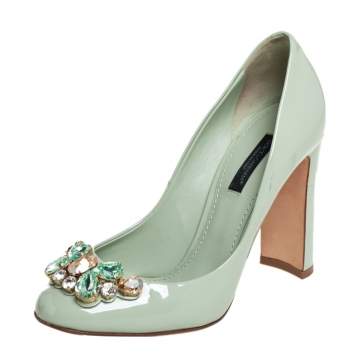 Pre Owned Dolce & Gabbana Green Patent Leather  Pumps Size 38