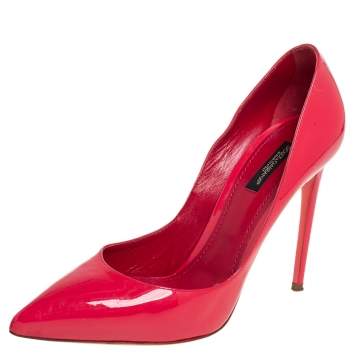 Pre Owned Dolce & Gabbana Red Patent Leather Pointed Toe Pumps Size 39