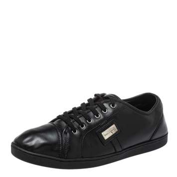 Pre Owned Dolce & Gabbana Black Leather Low Top Sneakers Size 39