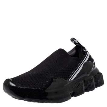 Pre Owned Dolce & Gabbana Black Fabric Sorrento Melt Sneakers Size 38