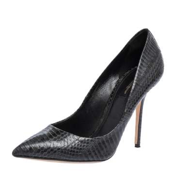 Pre Owned Dolce & Gabbana Black/Grey Python Pointed Toe Pumps Size 40