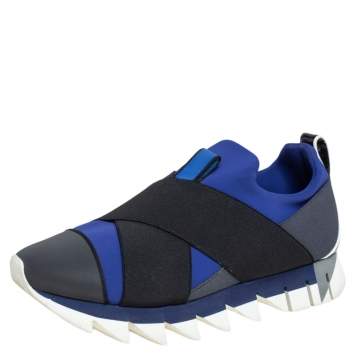 Pre Owned Dolce & Gabbana Tricolor Fabric and Elastic Band Ibiza Slip On Sneakers Size 37.5