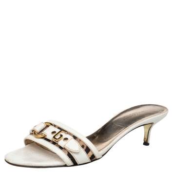 Pre Owned Dolce & Gabbana White Leather Open Toe Sandals Size 39.5