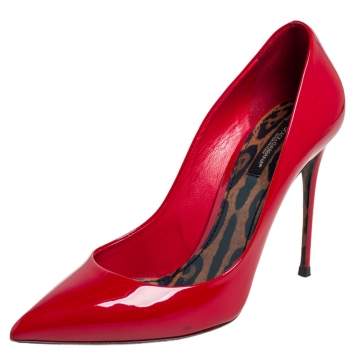 Pre Owned Dolce & Gabbana Red Patent Leather Pointed Toe Pumps Size 40