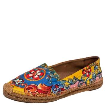 مملوكة مسبقًا Dolce & Gabbana Multicolor Majolica Print Fabric Sip On Espadrilles Size 40