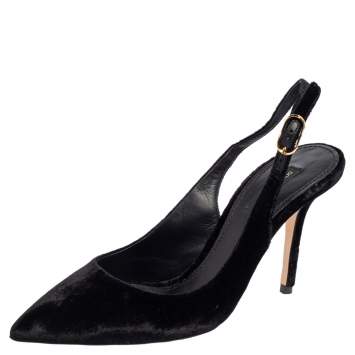 Pre Owned Dolce & Gabbana Black Velvet Pointed Toe Slingback Pointed Toe Pumps Size 38.5