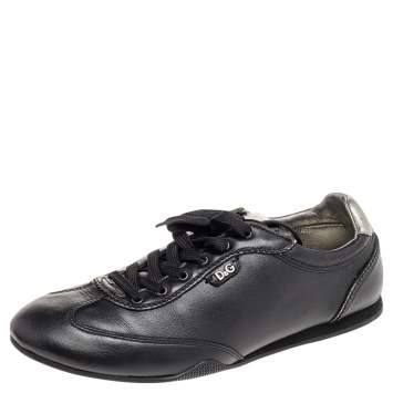 Pre Owned Dolce & Gabbana Black Leather Low Top Sneakers Size 40