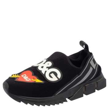 Pre Owned Dolce & Gabbana Black Fabric Sorrento Queen Sneakers Size 41