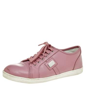 Pre Owned Dolce & Gabbana Pink Leather Low Top Sneakers Size 37