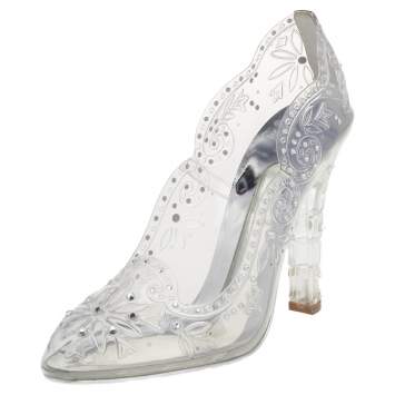 Pre Owned Dolce & Gabbana Silver PVC Crystal Embellishment Cinderella Pumps Size 39.5