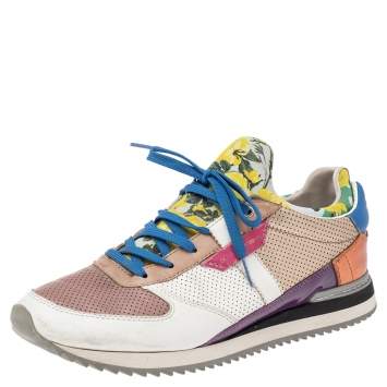Pre Owned Dolce & Gabbana Multicolor Patchwork Leather And Fabric Low Top Sneakers Size 41
