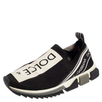 Pre Owned Dolce & Gabbana Black/Silver Fabric Sorrento Sneakers Size 40