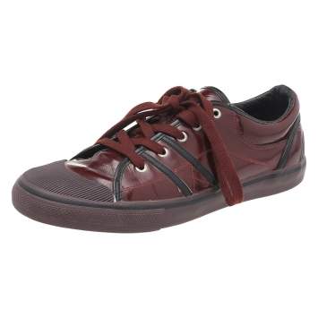 Pre Owned Dolce & Gabbana Red Leather Low Top Sneakers Size 41