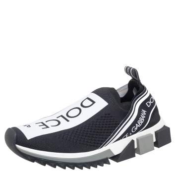 Pre Owned Dolce & Gabbana Black/White Fabric Sorrento Sneakers Size 39.5