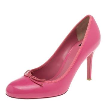 Pre Owned Dolce & Gabbana Pink Leather Almond Toe Pumps Size 37