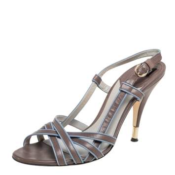 Pre Owned Dolce & Gabbana Brown Leather Slingback Sandals Size 39