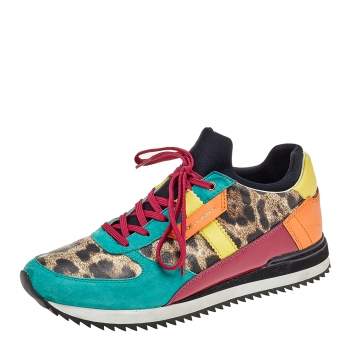 Pre Owned Dolce & Gabbana Multicolor Leather and Suede Low Top Sneakers Size 38