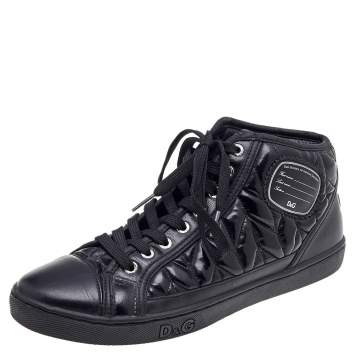 Pre Owned Dolce & Gabbana Black Leather High Top  Sneakers Size 39