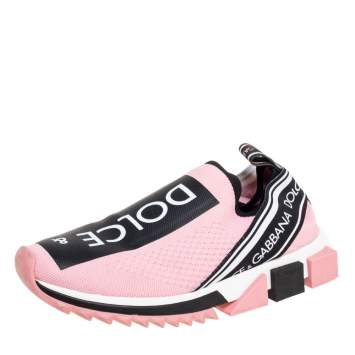 Pre Owned Dolce & Gabbana Pink Stretch Fabric Sorrento Slip-On Sneakers Size 39