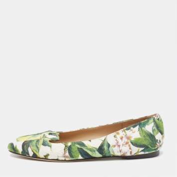Pre Owned Dolce & Gabbana Lemon Print Canvas Slip On Smoking Slipper Size 41
