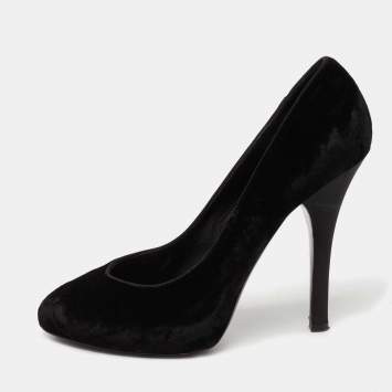 Pre Owned Dolce & Gabbana Black Velvet Pumps Size 39.5